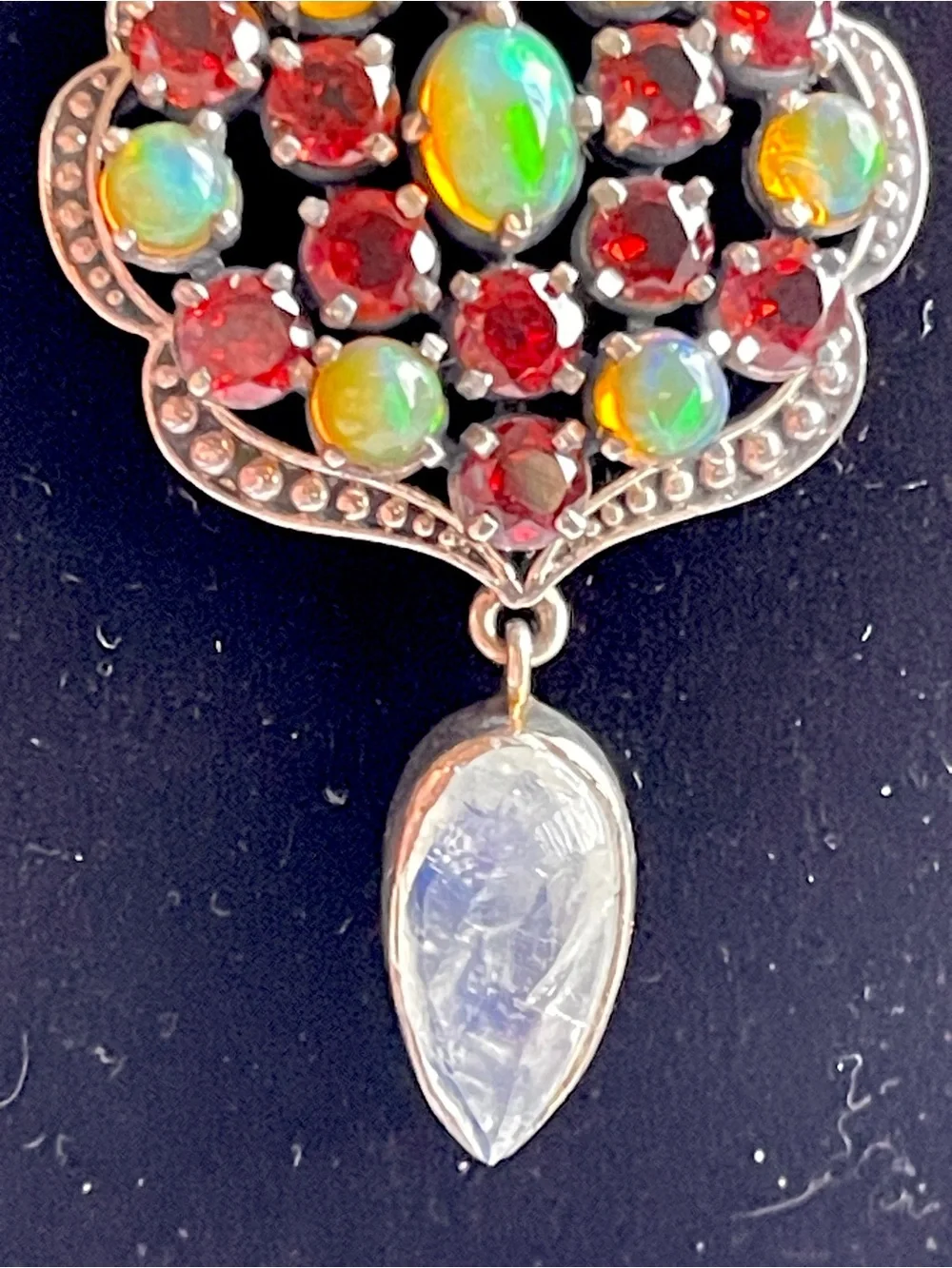 RARE Nicky Butler Medallion Necklace Opal Garnet Moonstone Queen’s Choice 13.33g
